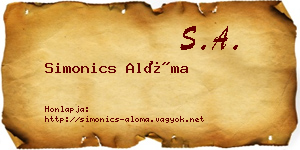 Simonics Alóma névjegykártya